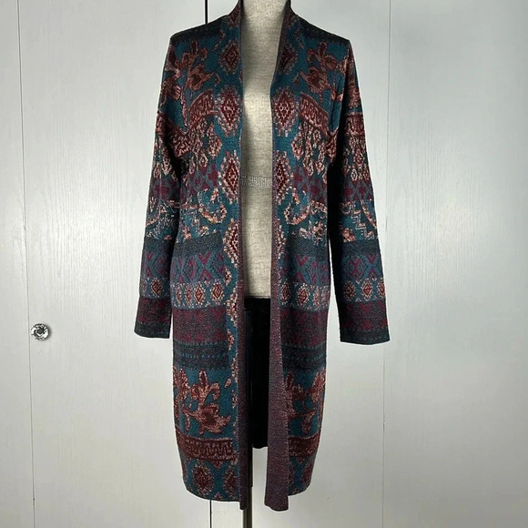Chico’s Tapestry Regal Jacquard Open Front Cardigan Sweater LS Multi 2/L NWT - Picture 4 of 14